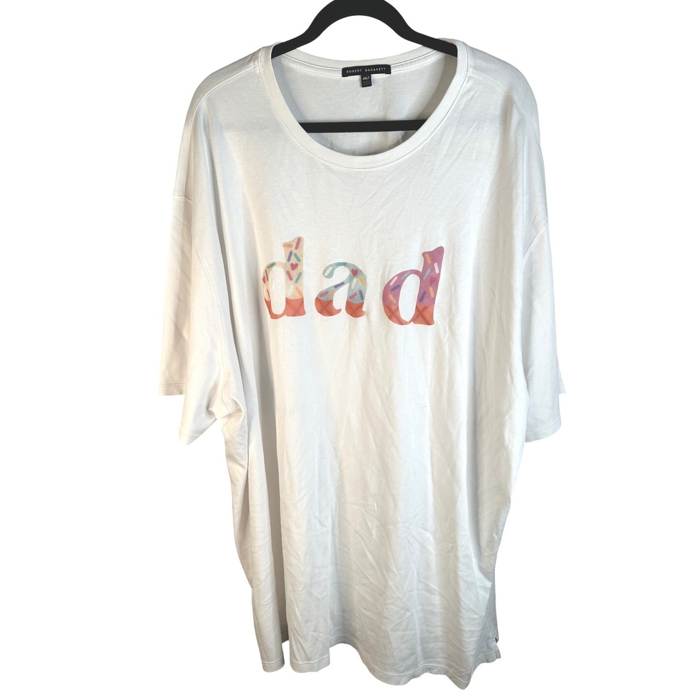 Robert Barakett Men's White Dad Ice Cream Graphic Pima Cotton T-Shirt 4XLT